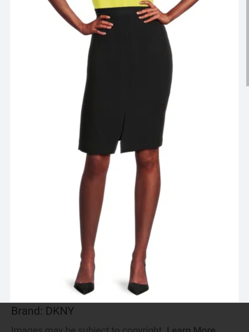 DKNY Black Pencil Skirt with Front Kick Slit